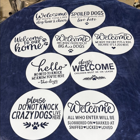 None Other - Inspirational stencil set of 9Script Quotes “dogs” and “welcome”